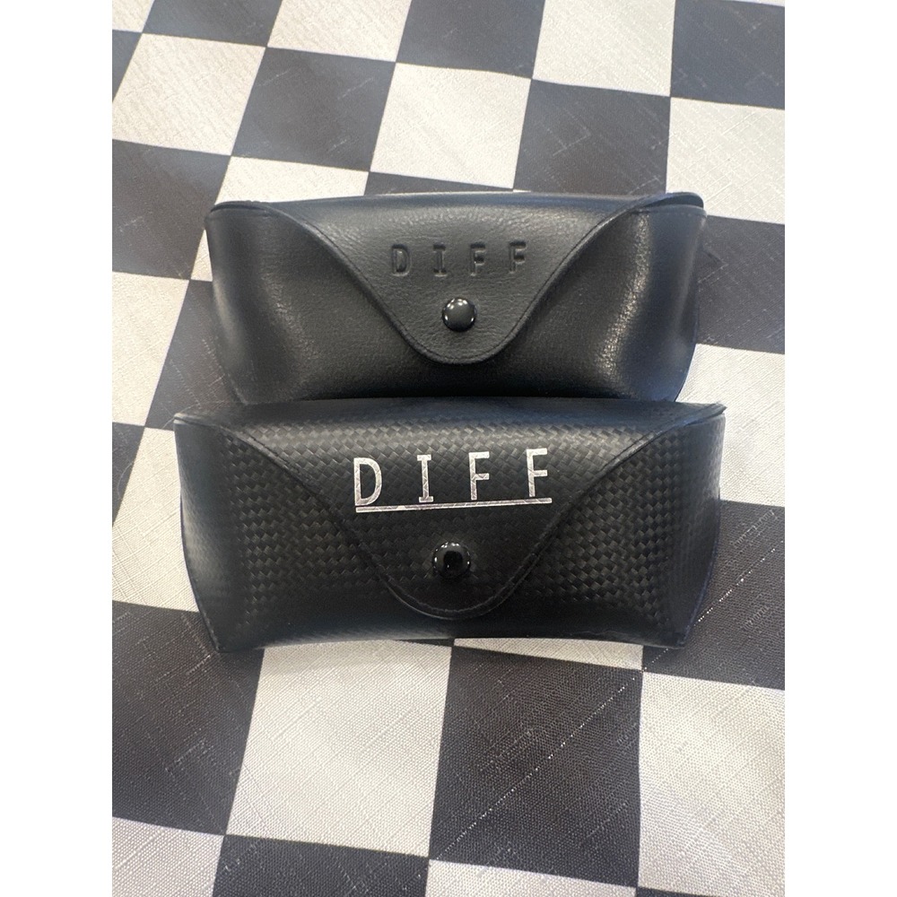 Lot of 2 DIFF Eyewear Sunglasses Cases Black Faux Leather Carbon Fiber Texture